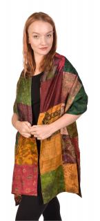 Sanu Babu Hodvábny patchworkový šál, so vzorom, farebný, 100x200cm (AN)