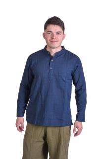 Sanu Babu Indigo pánska košeľa-kurta s dlhým rukávom a vreckom L