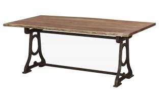 Sanu Babu Jedálenský stôl, masívna doska z akácie, liatinové nohy, 200x96x77cm (0B)