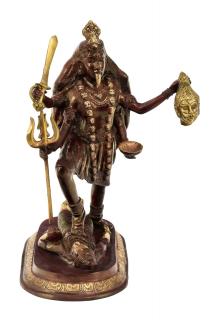 Sanu Babu Kalí, mosadzná socha, červeno zlatá, 18x34x40cm