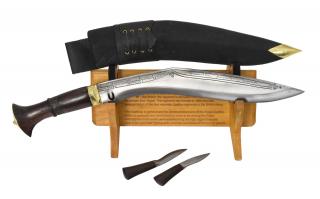 Sanu Babu Khukri nôž, "Cheetlange carving sirupate" 12", drevená rukoväť