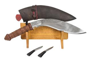 Sanu Babu Khukri nôž "Traditional Carving Handle Khukuri" 12", nôž 43cm, čepeľ 30cm