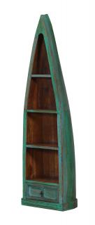 Sanu Babu Knižnica z recyklovaného dreva v tvare lode, 55x30x190cm (6W)