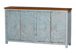Sanu Babu Komoda z mangového dreva, ručne vyrezávané dvierka, 192x43x106cm