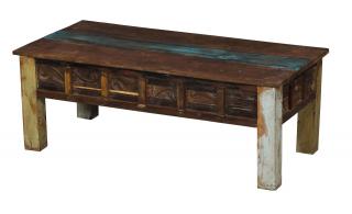 Sanu Babu Konferenčný stolík v "Goa" štýle, ručné rezby, teakové drevo, 120x60x45cm