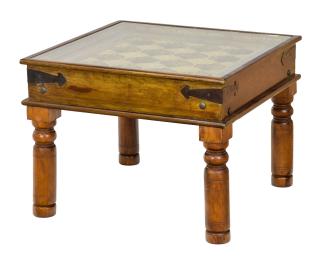 Sanu Babu Konferenčný stolík z palisandrového dreva zdobený mosadzou, so sklom, 65x65x50cm