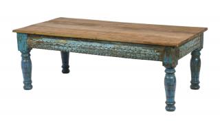 Sanu Babu Konferenčný stolík z teakového dreva, ručné rezby, 142x72x51cm