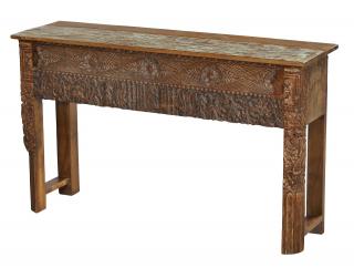 Sanu Babu Konzolový stolík z teakového dreva, ručné rezby, 148x44x88cm