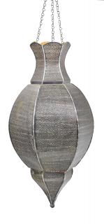 Sanu Babu Kovová lampa v orientálnom štýle, čierno-strieborná, vo vnútri oranžová, 34x52cm