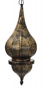 Sanu Babu Kovová lampa v orientálnom štýle, čierno-zlatá, vo vnútri zlatá, 20x20x49cm