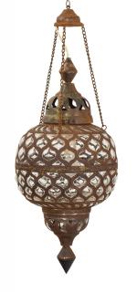 Sanu Babu Kovová lampa v orientálnom štýle, hrdza, sklo, 30x30x65cm