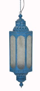 Sanu Babu Kovová lampa v orientálnom štýle, sklenená výplň, 27x27x85cm
