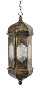 Sanu Babu Kovová lampa v orientálnom štýle, zlato-čierna, sklo, 25x25x60cm