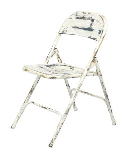 Sanu Babu Kovová skladacia stolička, biela patina, 45x55x80cm (AQ)
