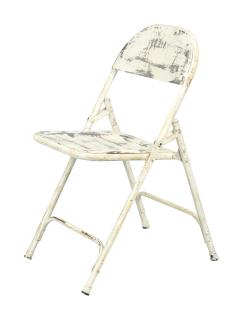 Sanu Babu Kovová skladacia stolička, biela patina, 45x55x80cm (AR)