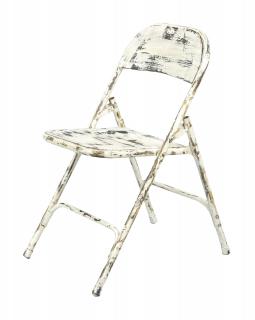 Sanu Babu Kovová skladacia stolička, biela patina, 45x55x80cm (AS)