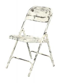 Sanu Babu Kovová skladacia stolička, biela patina, 45x55x80cm (AV)