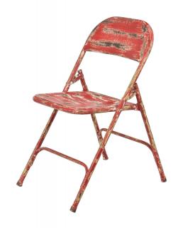 Sanu Babu Kovová skladacia stolička, červená patina, 45x55x80cm (AK)