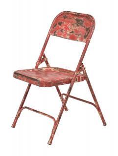 Sanu Babu Kovová skladacia stolička, červená patina, 45x55x80cm (AM)