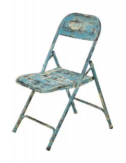 Sanu Babu Kovová skladacia stolička, tyrkysová patina, 45x55x80cm (AE)