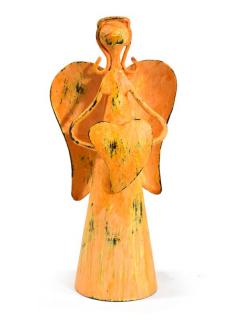 Sanu Babu Kovová soška anjela, oranžová, 9x7x18cm