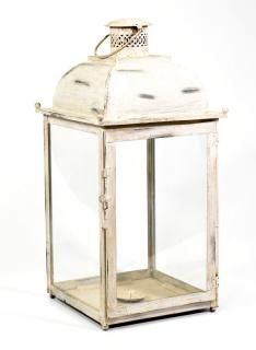 Sanu Babu Kovový lampáš, biela patina, 29x29x66cm