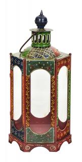 Sanu Babu Kovový lampáš, ručne maľovaný, 22x24x52cm