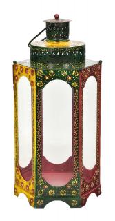 Sanu Babu Kovový lampáš, ručne maľovaný, 28x24x58cm (2H)