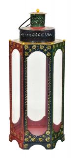 Sanu Babu Kovový lampáš, ručne maľovaný, 30x24x65cm
