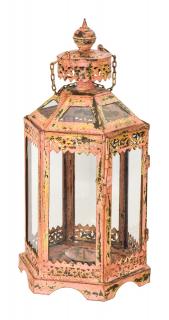 Sanu Babu Kovový lampáš, ružová patina, 26x26x58cm