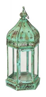 Sanu Babu Kovový lampáš, zelená patina, 25x25x50cm