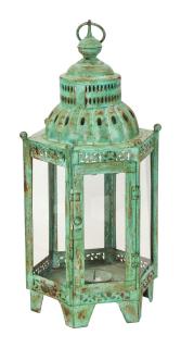 Sanu Babu Kovový lampáš, zelená patina, 28x28x58cm
