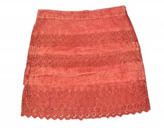 Sanu Babu Krátka sukňa zapínaná na zips, červená, stonewashed design XL
