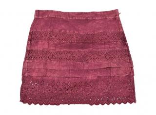 Sanu Babu Krátka sukňa zapínaná na zips, vínová, stonewashed design M