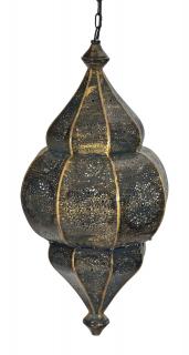 Sanu Babu Lampa v orientálnom štýle s jemným vzorom, čierno-zlato-modrá, 25x25x50cm