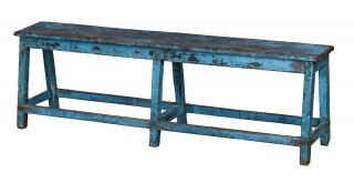 Sanu Babu Lavica z teakového dreva, tyrkysová patina, 164x38x53cm