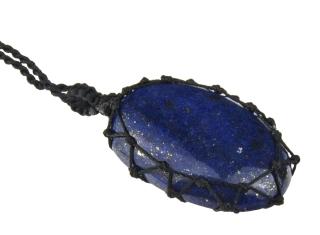 Sanu Babu Macramé náhrdelník s lapis lazuli na sťahovacej šnúrke, obvod až 78cm