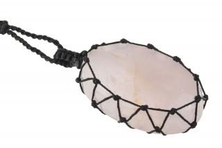 Sanu Babu Macramé náhrdelník s ruženínom na sťahovacej šnúrke, obvod až 78cm
