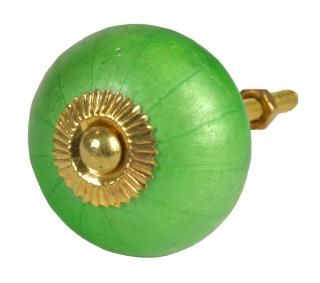 Sanu Babu Maľovaná porcelánová úchytka na šuplík, perleťovo zelená, priemer 4 cm