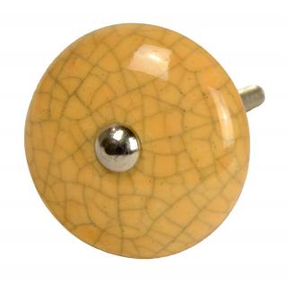 Sanu Babu Maľovaná porcelánová úchytka na šuplík, svetlo oranžová, popraskaný efekt, 3,8 cm