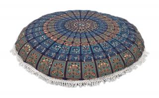 Sanu Babu Meditačný vankúš okrúhly, Mandala so strapcami, 80x13cm