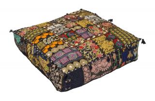 Sanu Babu Meditačný vankúš, ručne vyšívaný patchwork, štvorec, 61x61x15cm (PA)