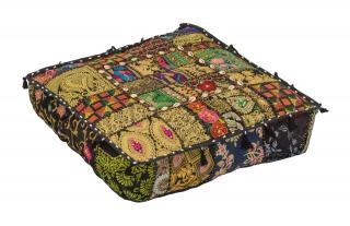 Sanu Babu Meditačný vankúš, ručne vyšívaný patchwork, štvorec, 61x61x15cm (PL)