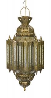 Sanu Babu Mosadzná lampa v arabskom štýle, číre sklo, 26x26x50cm