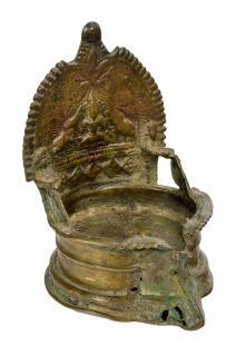 Sanu Babu Mosadzná olejová lampa, tribal art, 10x11x14cm (3K)