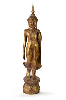 Sanu Babu Narodeninový Budha, pondelok, teak, hnedá patina, 50cm