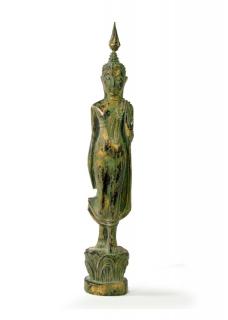 Sanu Babu Narodeninový Budha, pondelok, teak, zelená patina, 26cm