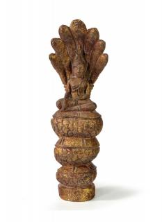 Sanu Babu Narodeninový Budha, sobota, teak, hnedá patina, 26cm