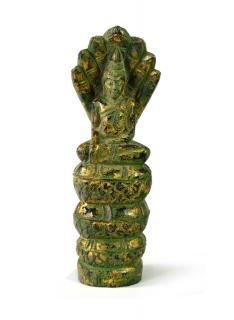 Sanu Babu Narodeninový Budha, sobota, teak, zelená patina, 26cm