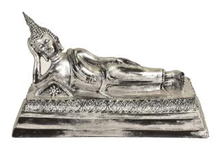 Sanu Babu Narodeninový Budha, utorok, živica, strieborná patina, 30cm
